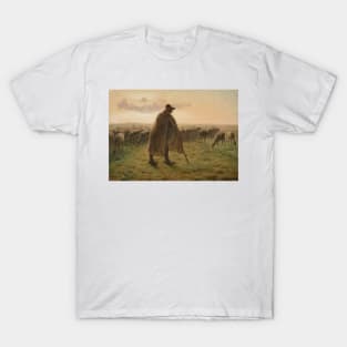 Shepherd Guarding His Flock by Jean-Francois Millet T-Shirt